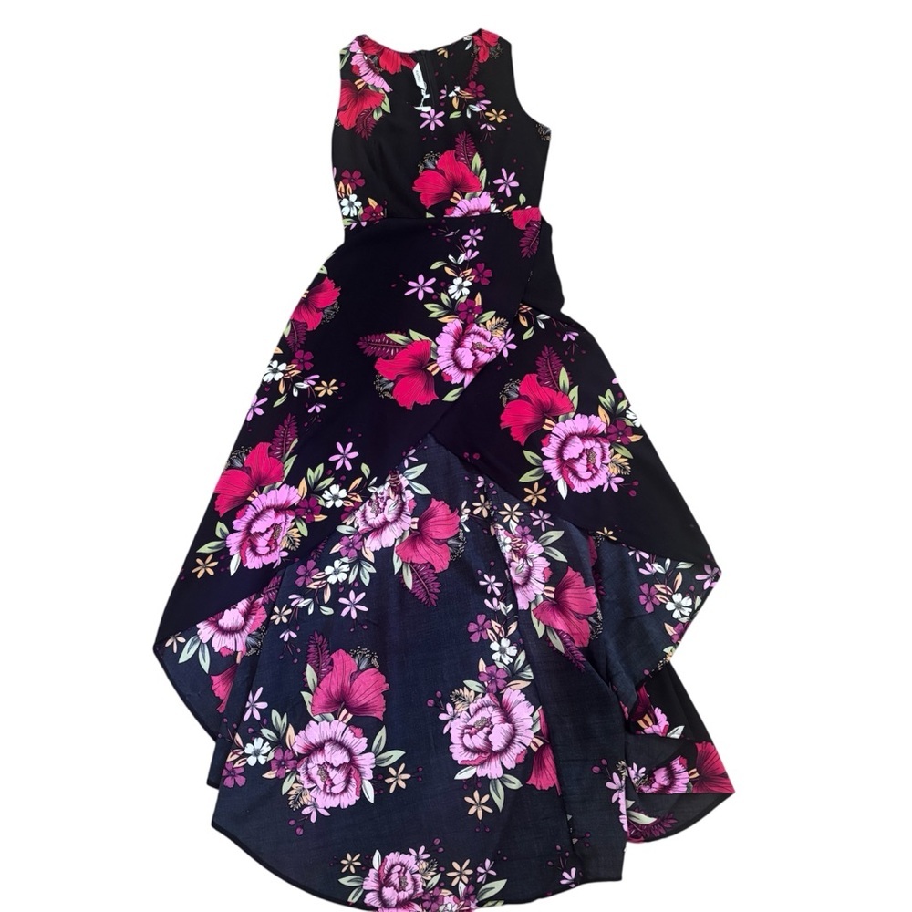 Floral Maxi Dress in Black and Pink Small Maxi Open front small